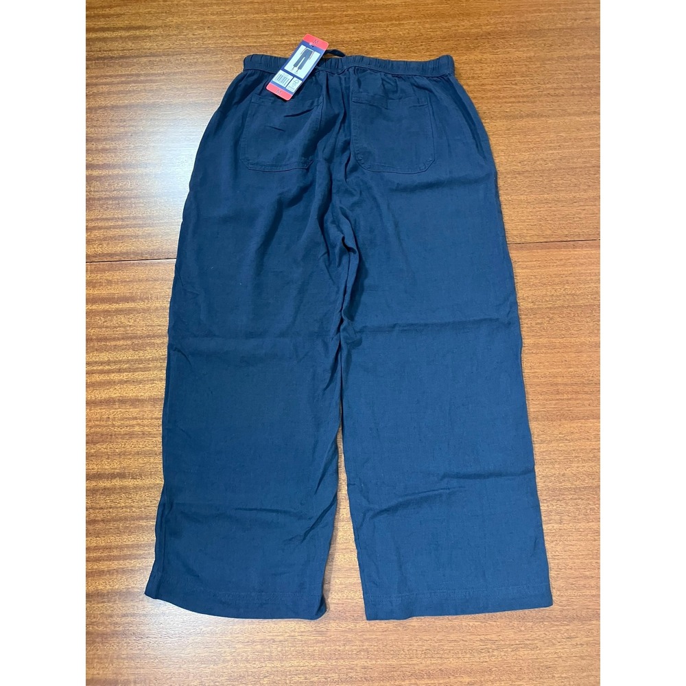 Splendid Linen Blend Wide Leg Pants Women's M Navy Blue Drawstring Waist NWT - Picture 2 of 13
